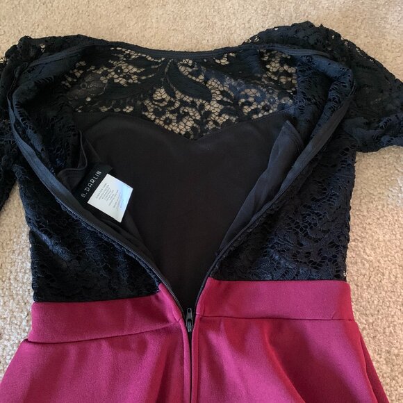 Black Lace and Maroon Dress Size 1/2 - Picture 2 of 3